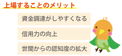 上場することのメリット→資金調達がしやすくなる・信用力の向上・世間からの認知度の拡大